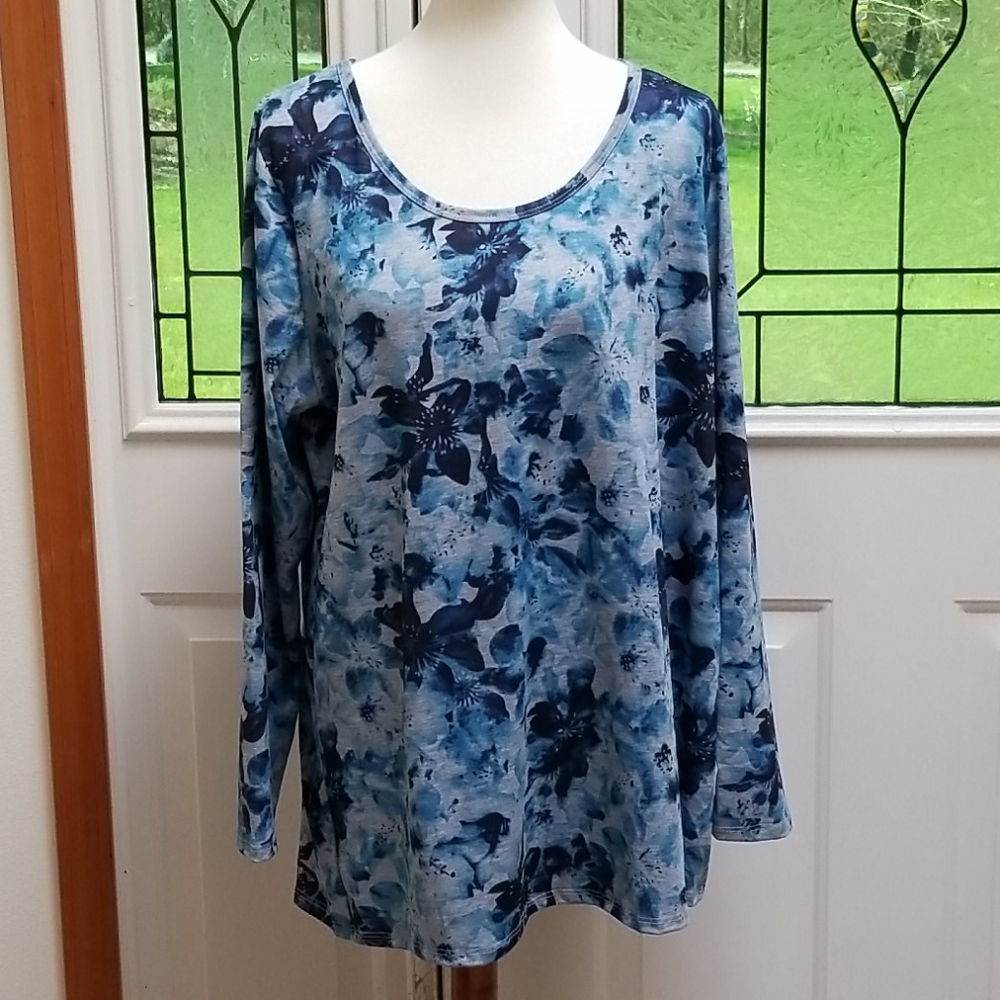 Floral Blues "Watercolor" LuLaRoe Lynnae 3XL NEW